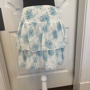 Altar'd State Cream Tiered Floral Mini Skirt Resort Wear NWOT